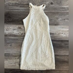 Lulu's Cream Lace Backless Dress